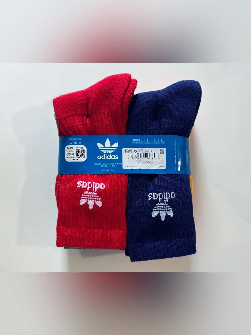 adidas Originals Crew Socks Pack in Red, Green, Blue, Yellow, Pink, Navy